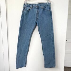 Levi’s 501 Original Fit Button Fly Jeans Blue Denim Straight Leg W33 L34 Mens